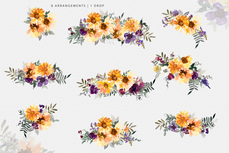 watercolor-sunflower-clipart-collection