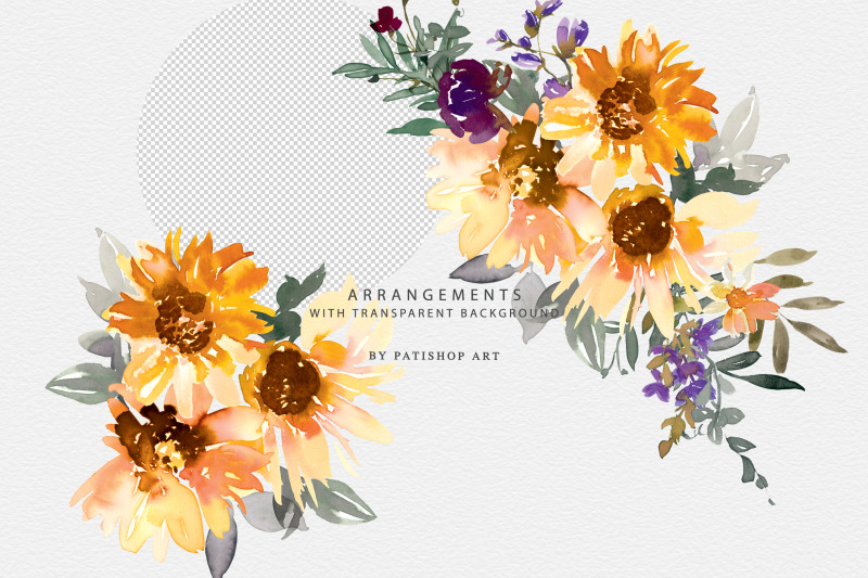 watercolor-sunflower-clipart-collection