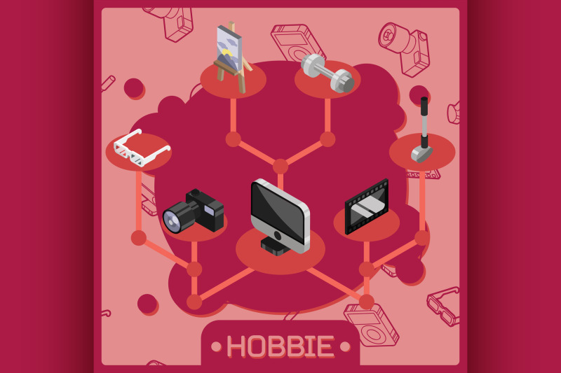 hobbie-color-isometric-concept