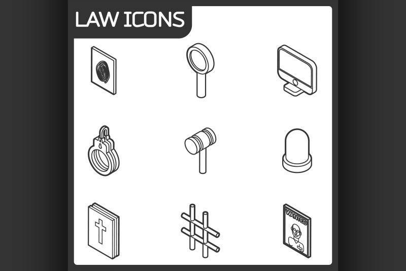 law-outline-isometric-icons