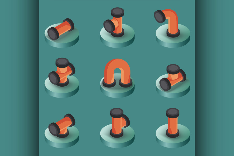 pipes-color-isometric-icons