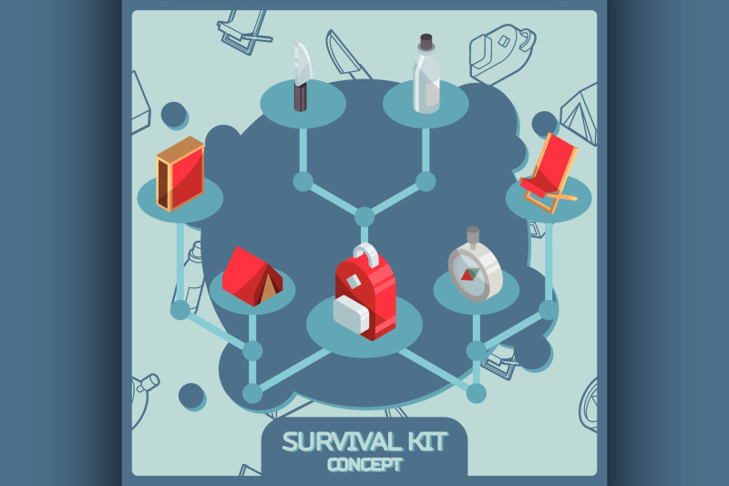survival-kit-color-isometric-concept-icons