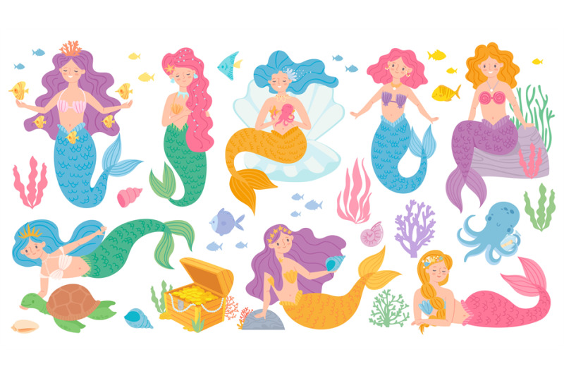 cute-mermaids-fairytale-underwater-princess-mythological-sea-creatur