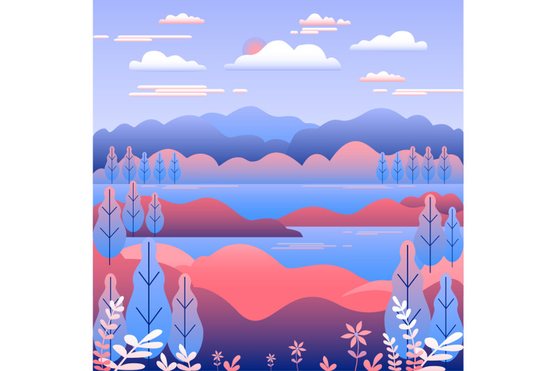 hills-landscape-in-flat-style-design-valley-with-lake-river-background