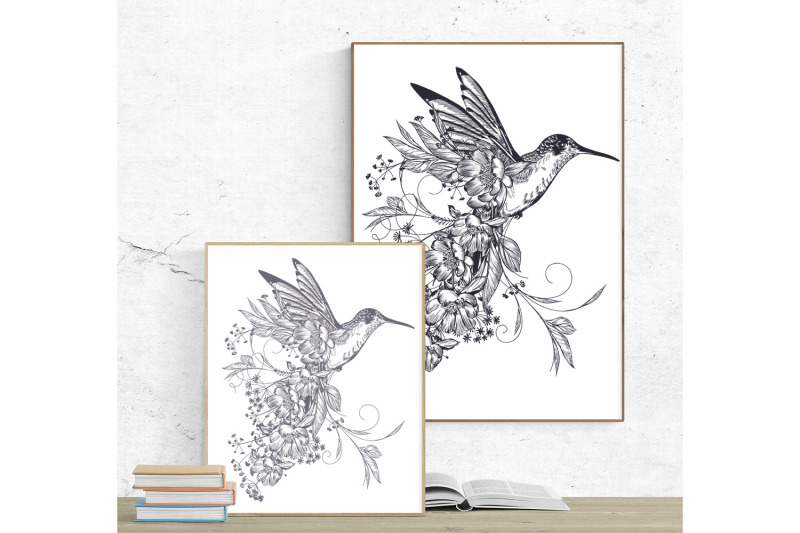 fashion-vector-illustration-with-hummingbird-in-elegant-vintage-style