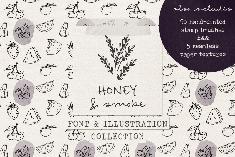 honey-and-smoke-font-and-illustration-collection