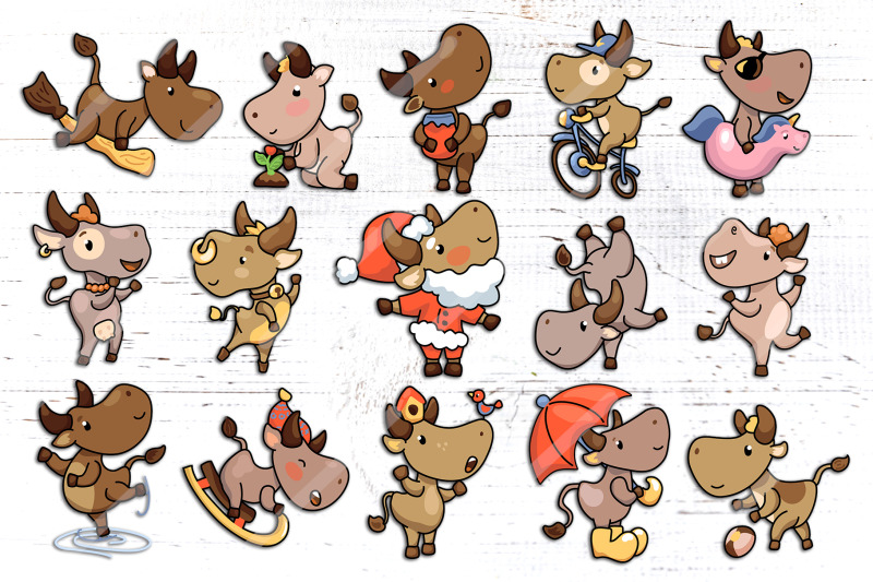 2021-year-of-ox-cute-character-set-vector-and-raster-clipart