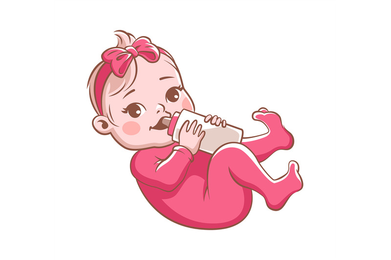 baby-girl-with-bottle-cute-little-fun-newborn-after-sleeping-vector