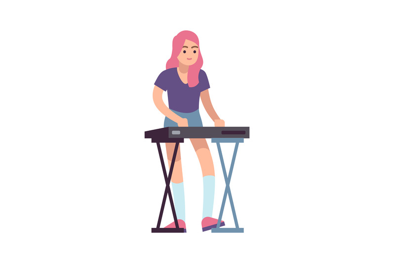 girl-and-electronic-piano-young-woman-plays-synthesizer-vector-rock-o