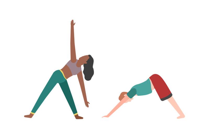 people-doing-fitness-or-yoga-woman-and-man-do-exercises-flat-vector-i