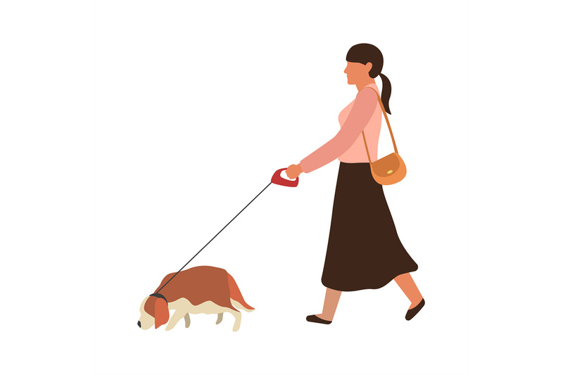 woman-walking-a-dog-young-girl-goes-for-a-walk-with-pet-in-city-stree