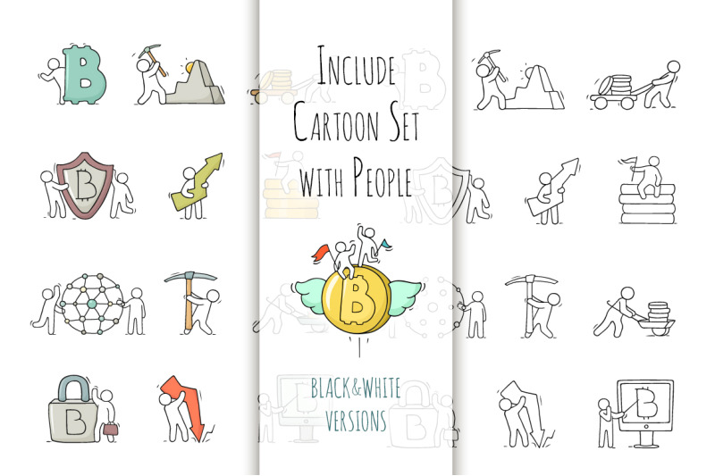 cartoon-set-with-people-and-bitcoin