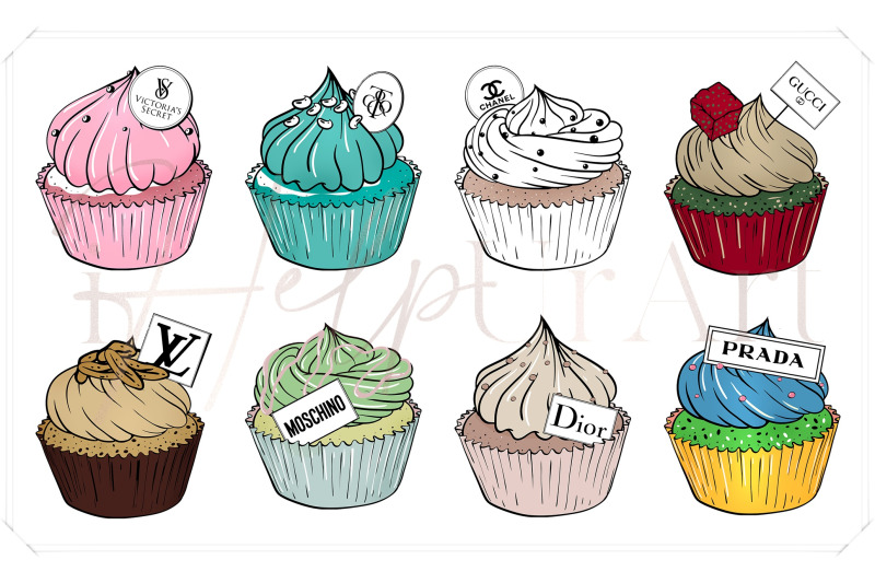 cupcakes-clipart-luxury-brands-fashion-illustration