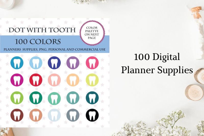 100-round-dot-planner-with-tooth-tooth-planner-sticker-dentist-stick