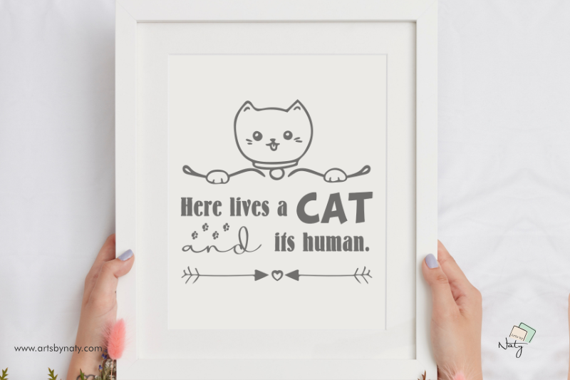 fun-cat-quote-illustration-here-lives-a-cat-and-its-human