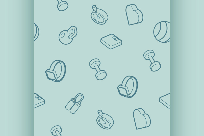 fitness-outline-isometric-pattern