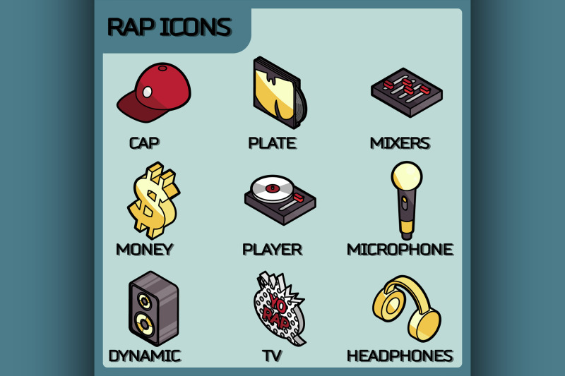 rap-color-outline-isometric-icons