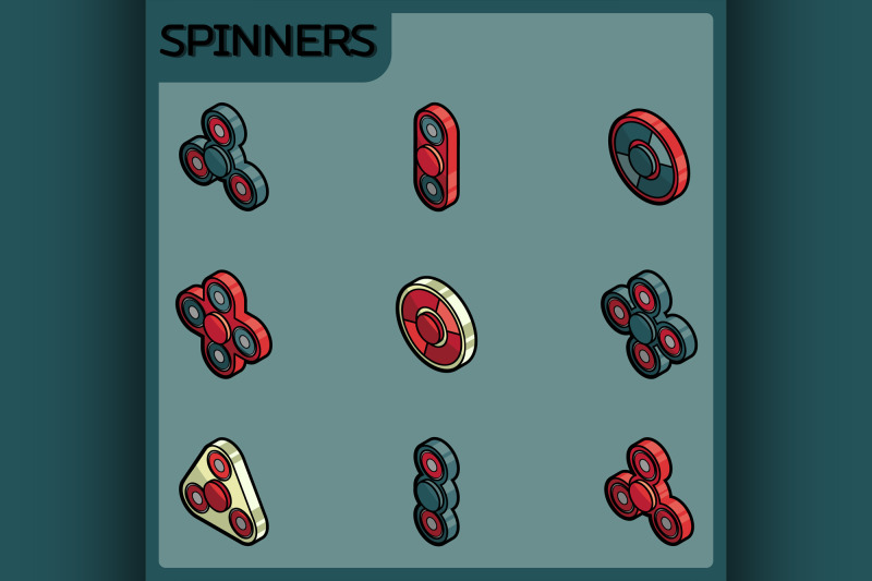 spinners-color-outline-isometric-icons