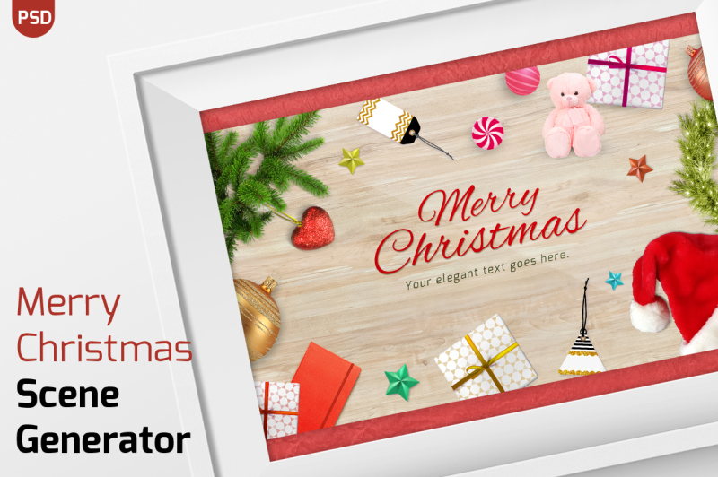 Download Merry Christmas items scene generator PSD Mockup - Animation