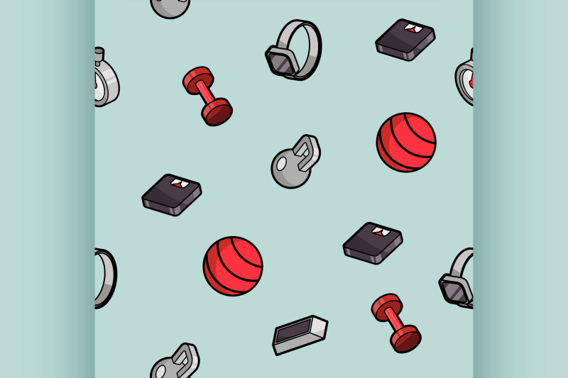 fitness-color-outline-isometric-pattern