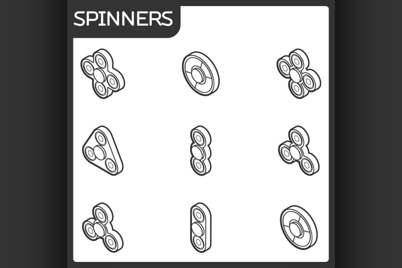 spinners-outline-isometric-icons