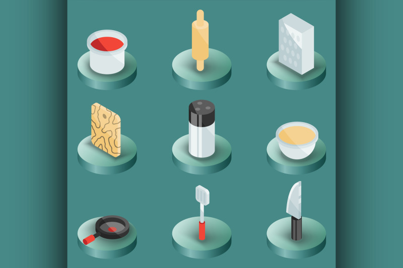 cooking-color-isometric-icons