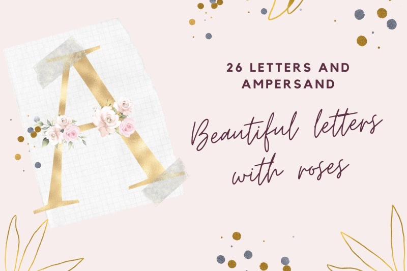 gold-foil-alphabet-with-pink-roses-floral-alphabet-clipart-rose-wedding-alphabet