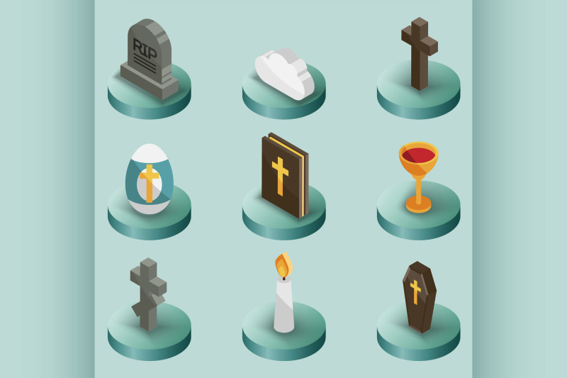 christianity-color-isometric-icons