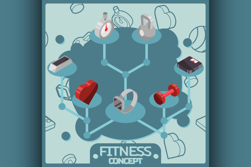 fitness-color-isometric-concept-icons