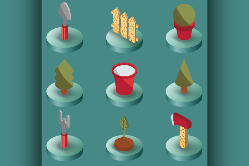 garden-color-isometric-icons