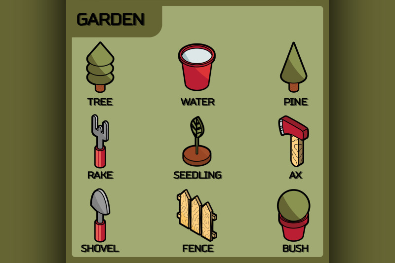 garden-color-isometric-icons
