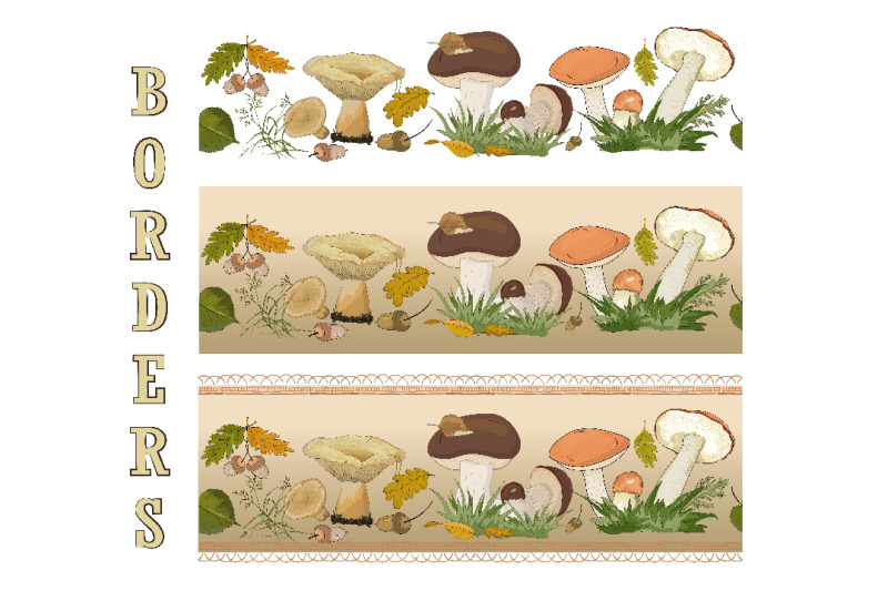 seamless-horizontal-borders-quot-forest-mushrooms-quot