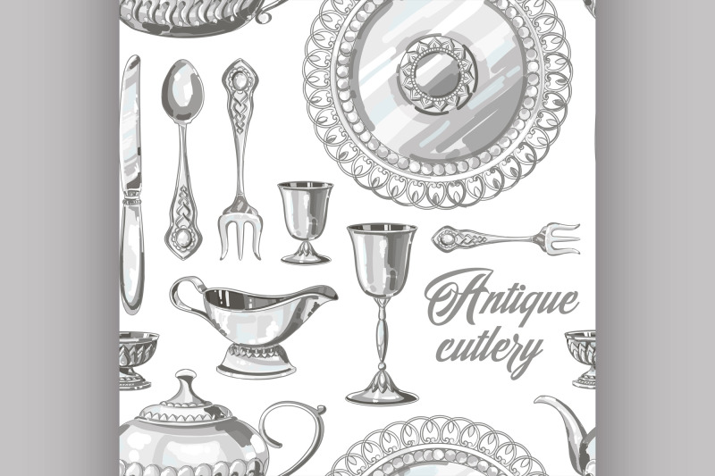 hand-drawn-antique-silver-cutlery-set-pattern