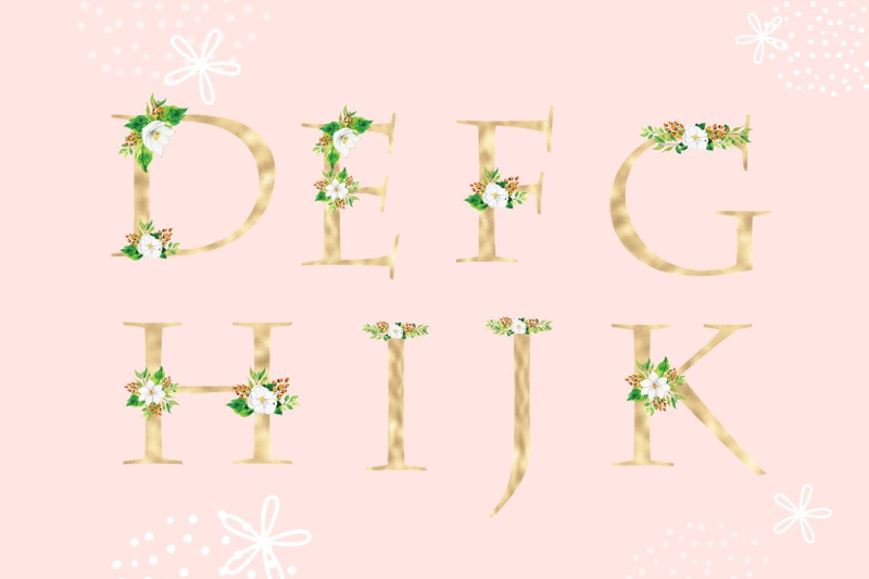 gold-foil-alphabet-with-white-flowers-floral-alphabet-clipart-gold-w