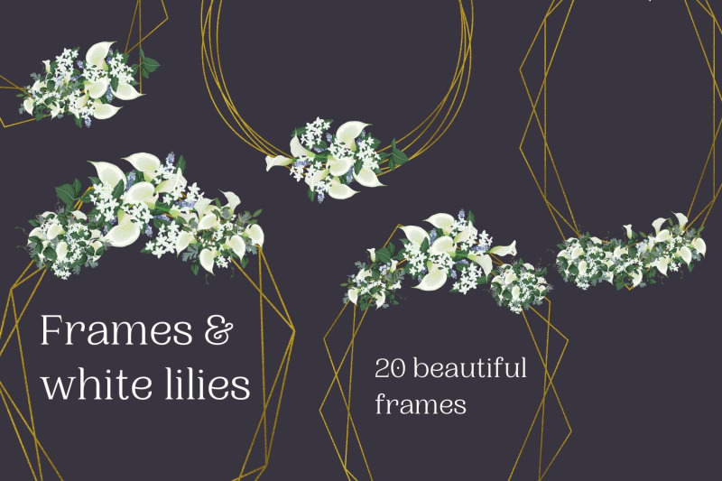 white-lilies-amp-romantic-geometric-frames-frames-with-white-flowers