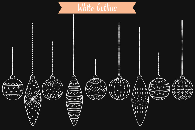 hand-drawn-white-ornaments-christmas-tree-balls-decorative-holiday