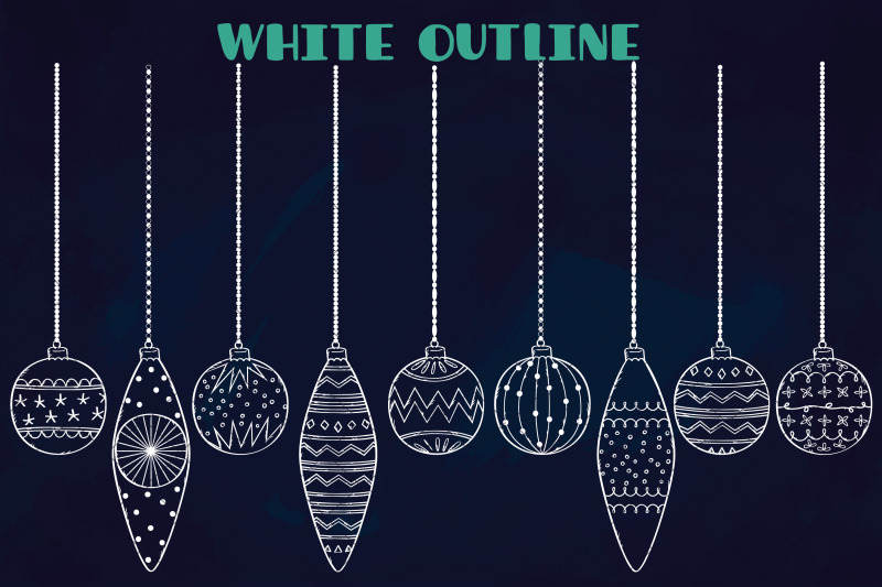 hand-drawn-white-ornaments-christmas-tree-balls-decorative-holiday