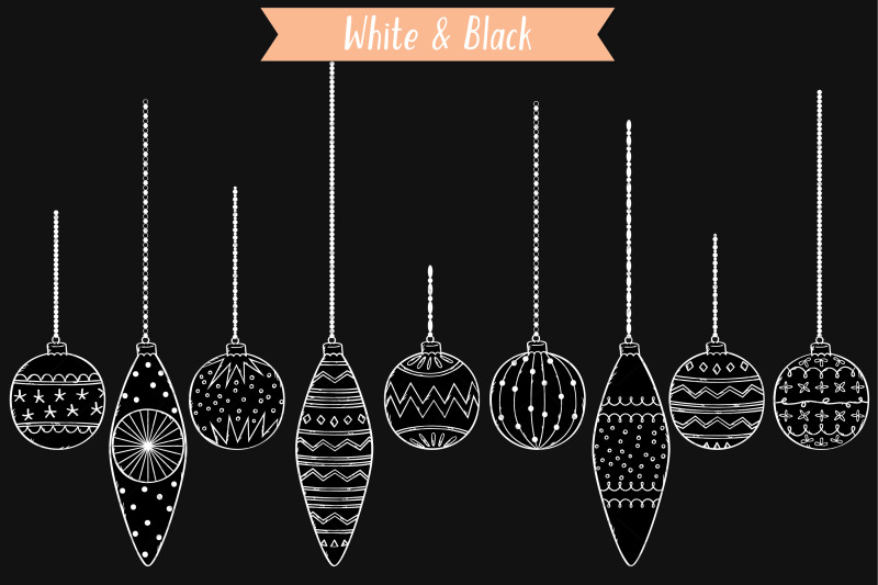 hand-drawn-white-ornaments-christmas-tree-balls-decorative-holiday