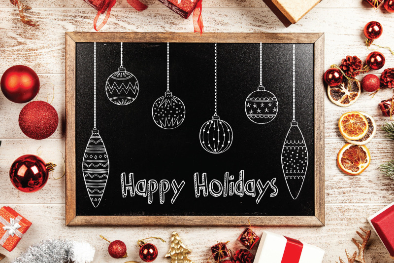 hand-drawn-white-ornaments-christmas-tree-balls-decorative-holiday
