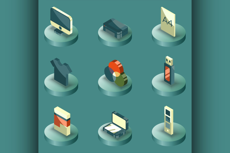 polygraphy-color-isometric-icons