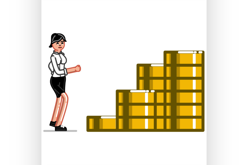 business-woman-raning-on-coins-stairs