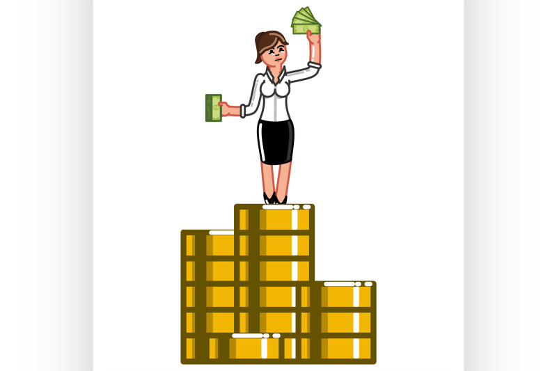 business-woman-standing-on-coins