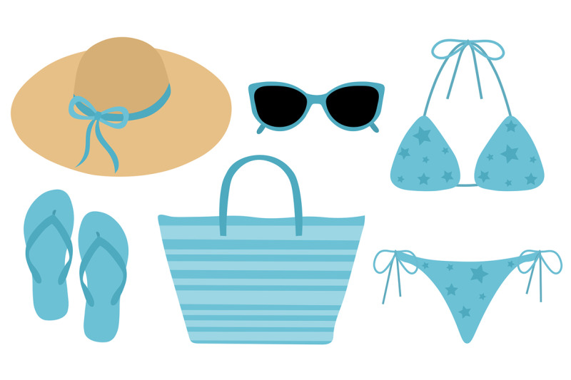 set-summer-sea-beach-vector-illustration