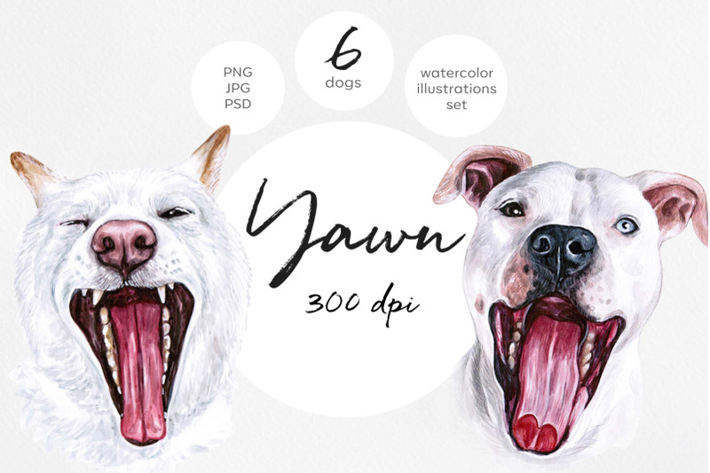 watercolor-set-yawn-dog-illustrations-6-dogs-sleep