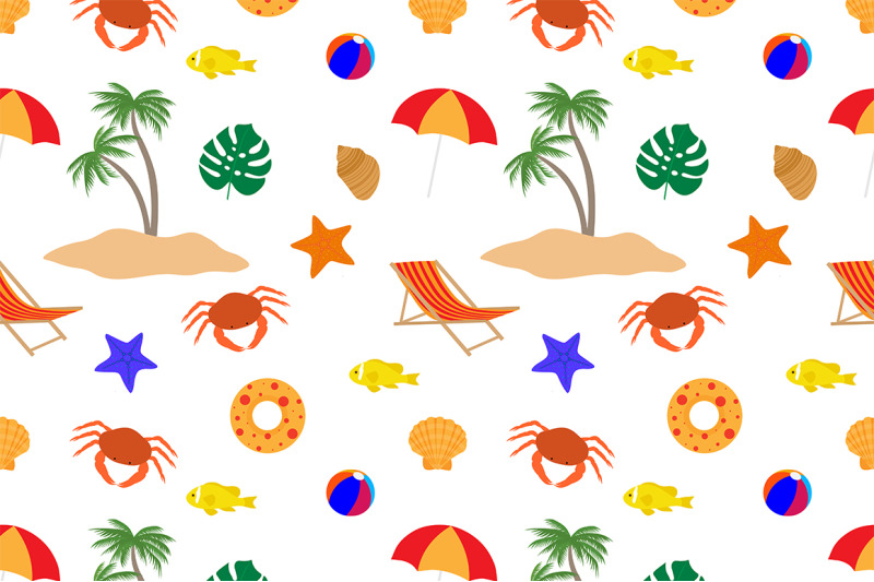 set-seamless-patterns-summer-sea-beach-vector-illustration