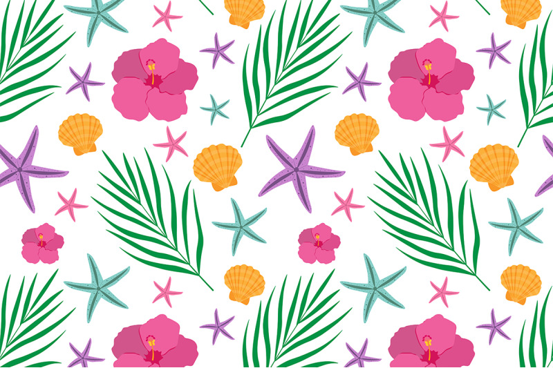 set-seamless-patterns-summer-sea-beach-vector-illustration