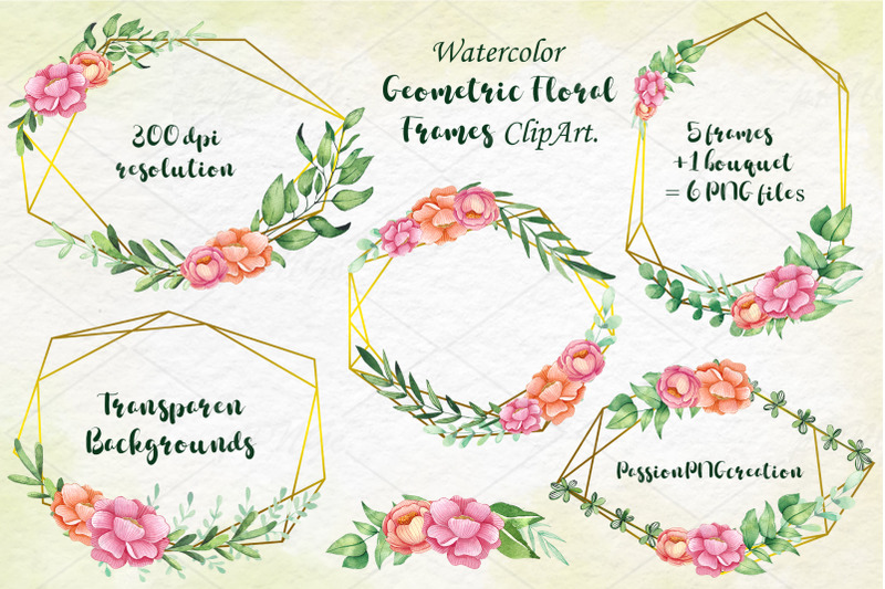 watercolor-geometric-floral-frames-clipart
