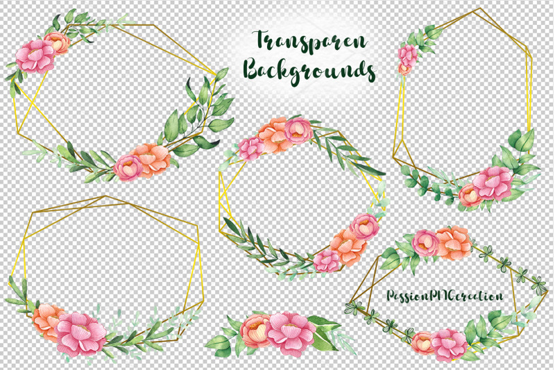 watercolor-geometric-floral-frames-clipart