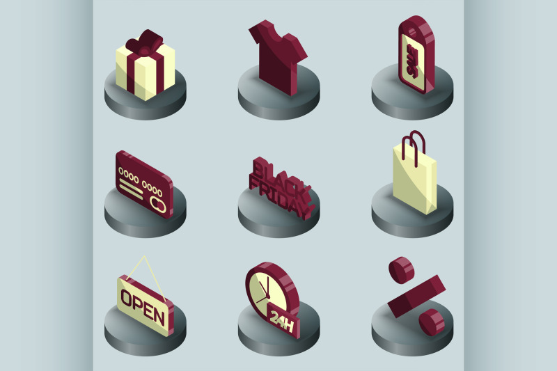 black-friday-color-isometric-icons