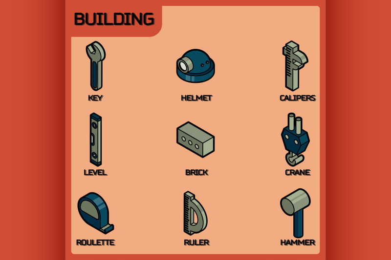 building-color-outline-isometric-icons
